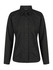 Black ladies long sleeve button-up shirt featuring a fitted design and a front placket with buttons.