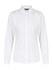 A white long sleeve button-up shirt for ladies, featuring a classic collar and a fitted design.