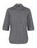 A grey ladies' 3/4 sleeve button-up shirt with a collared neck and two front pockets. Branding is present.