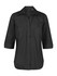 A black ladies' 3/4 sleeve button-up shirt with two chest pockets and a collar. It has a subtle branding detail.
