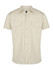 A men's short sleeve button-up shirt in a light beige colour, featuring two chest pockets and shoulder detailing.