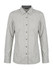 A ladies long sleeve shirt in a checkered pattern featuring a button-up front and collar, primarily in cream and navy.