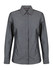 A button-up ladies' long sleeve shirt in a dark grey colour, featuring a classic collar and a logo.