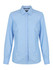 A light blue long sleeve button-up shirt for ladies, featuring a classic collar and a simple design.