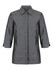 A grey ladies' 3/4 sleeve button-up shirt featuring a collar and a logo.