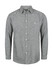A men's long sleeve button-up shirt in grey with a single chest pocket and a logo on the label.