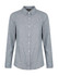 A grey long sleeve button-up shirt with a collared neckline and a single logo.