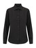 A ladies long sleeve button-up shirt in black with a classic collar and button front. Features a logo branding.