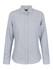 A button-up ladies long sleeve shirt in light blue with a collar and branded label.