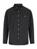 A black long sleeve button-up shirt featuring a chest pocket and a collar. It has a subtle textured pattern.
