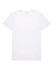 A white men's t-shirt with a round neckline and short sleeves, featuring a tag inside and a logo.