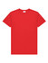 A red men's t-shirt with a classic crew neck design, featuring a logo on the label.