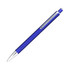 A blue ballpoint pen with a chrome clip and click action mechanism. The pen features a sleek design and smooth finish.