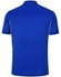A blue men's sustainable poly/cotton short sleeve polo shirt with contrasting details and a logo.
