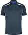Men's sustainable poly/cotton polo shirt in navy with contrasting white panels. Features a collar and three-button placket.