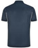 A dark navy blue men's sustainable poly/cotton polo shirt with contrasting white accents. Features a collar and short sleeves.