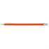 An HB pencil with an orange body and a silver ferrule.