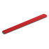 A carpenter's pencil in a bright red color, featuring a rectangular shape and a smooth finish.