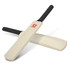 A mini cricket bat with a sleek design and black rubber grips, featuring the brand logo prominently displayed.