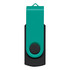 A teal and black Helix 8GB flash drive with a swivel design and a logo on the front.