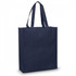 A navy tote bag with two sturdy straps and a plain design, featuring a logo on one side.