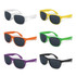 A collection of six pairs of Malibu Basic Sunglasses in white, yellow, orange, green, purple, and black.