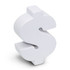 A white stress toy in the shape of a dollar sign.