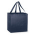 A navy tote bag with sturdy handles, featuring a square design and no visible logos or text.