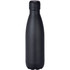 A drink bottle in matte black finish, featuring a sleek design and a logo on the surface.