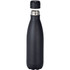 A drink bottle in matte black with a screw-on lid, featuring an insulated design for temperature retention.