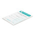 A7 note pad featuring a light green design, with 25 leaves for appointment reminders and a logo on the top.