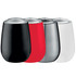 A drink bottle set featuring a black, red, silver, and white vacuum insulated cup, each with a clear lid and branding.
