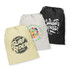 Three medium cotton gift bags in cream, white, and black, each featuring distinct logos and designs.
