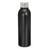 A drink bottle featuring a sleek black design with a stainless steel cap, designed to keep beverages insulated.