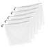 A set of five white mesh produce bags with drawstring closures.