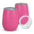 A drink bottle set featuring two pink Cordia Vacuum Cups with silver interiors and clear lids.