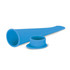 A blue silicone ice block mould with a separate cap, designed for making frozen treats.