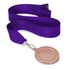 A 50mm podium medal featuring a blank, polished rose gold center, attached to a vibrant purple satin ribbon.