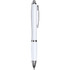 A ballpoint pen in all white with chrome accents, featuring a clip and smooth finish.