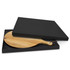 A wooden serving board with a handle, presented in a sleek black box, ready for gifting or display.