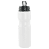 A drink bottle in white, featuring a black lid and a logo, with a 830ml capacity for sports activities.
