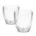 A double wall glass set in clear glass, featuring two glasses with a rounded design.