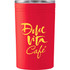 A drink bottle in bright red with a silver lid and a logo. It is a Sherpa Vacuum Tumbler, 325ml capacity.