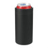 A drink bottle in matte black featuring a slim can insulator at the top, designed for holding beverages.
