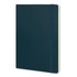 A large, dark green soft cover notebook with an elastic band and lined pages. It features a logo on the cover.