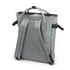 A grey tote backpack with adjustable straps and a top handle. The fabric has a textured appearance and includes a logo.