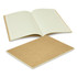 A small notebook with lined pages, featuring a kraft cover and cream pages. The notebook is open with one page visible.