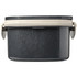 A plastic and wheat straw lunch box in black, featuring a secure lid and clip fasteners.