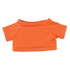 An orange plush toy shirt with short sleeves and a rounded neckline. It features a simple design without text or logos.
