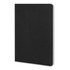 A black Moleskine Cahier Journal with a soft cover and rounded edges, featuring a subtle branding logo.